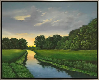 Tableau "Sunset at the Little River" (2021) (Original / Pièce unique), encadré