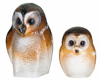 Ensemble de 2 objets en verre "Owl Brown" (hibou brun)