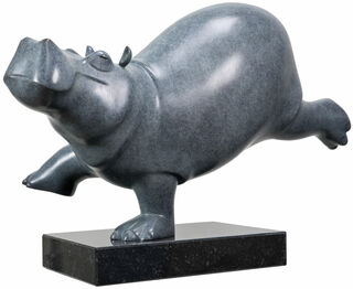 Sculpture "Hippopotame dansant", bronze gris von Evert den Hartog