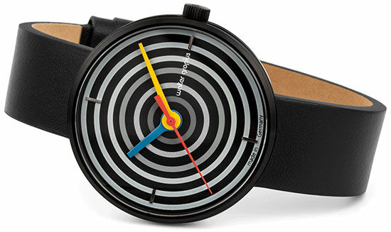 Montre-bracelet "Space Loops black" style Bauhaus