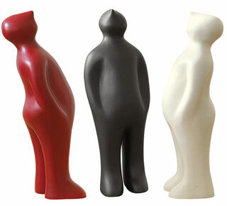 3 figurines en céramique "Le Visiteur" (version mini, hauteur 18,5 cm) en set
