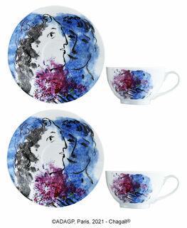 Collection "Les bouquets de fleurs" par Bernardaud - Set de 2 tasses de thé avec sous-tasses, porcelaine