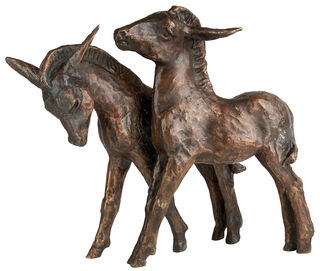 Sculpture "Couple d'ânes", réduction en bronze