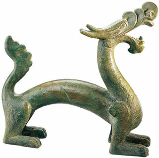 Sculpture "Dragon chinois Han", bronze collé