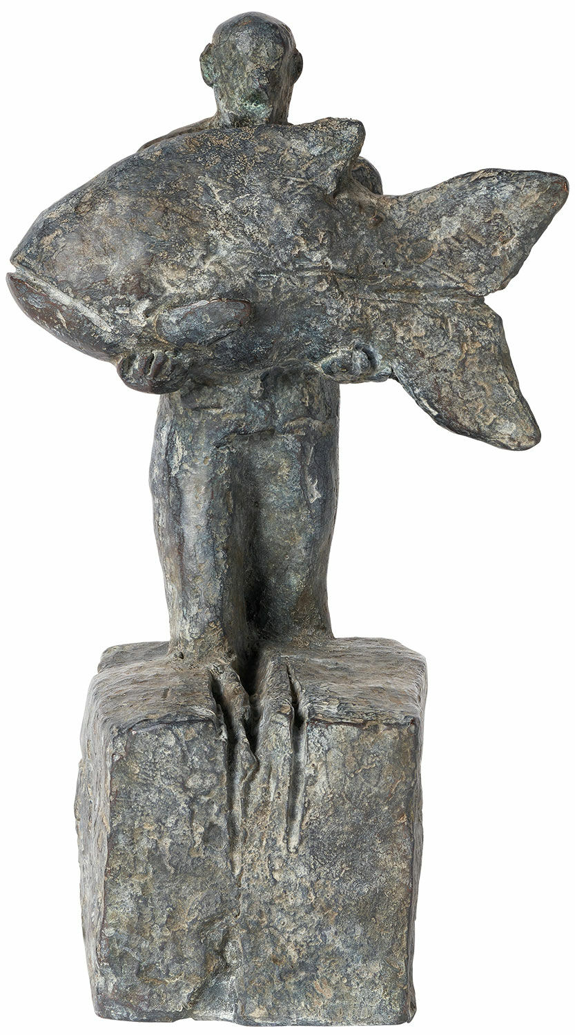 Sculpture "Porteur d'espoir" (2022), version bronze patiné von Christoph Fischer