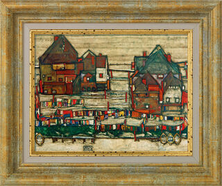 Tableau "Maisons avec linge coloré (Banlieue II)" (1914), encadré