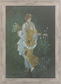 Fresque, peinture romaine de Pompéi "Jeune fille cueillant des fleurs", encadrée