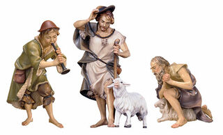 Figurines de la Nativité "Trois bergers", peintes à la main