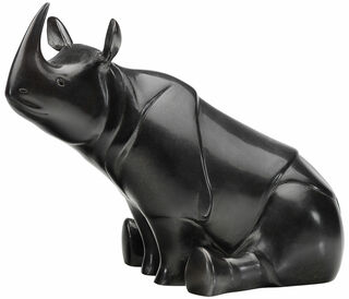 Sculpture "Rhino", bronze gris/noir