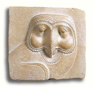 Relief en grès égyptien "Chouette effraie", version comme objet mural
