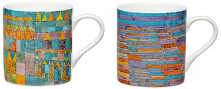 Ensemble de 2 tasses avec motifs de l'artiste, porcelaine