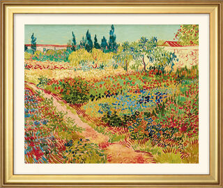 Tableau "Jardin fleuri avec chemin" (1888), encadré