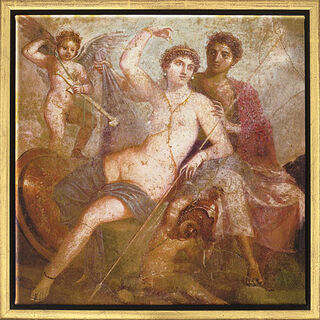 Peinture murale de Pompéi: Tableau "Mars et Vénus", encadré