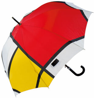 Parapluie en bâton "Composition en rouge, bleu et jaune"