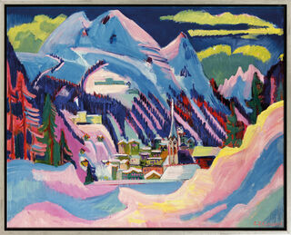 Tableau "Davos en hiver" (1923), version encadrée argentée