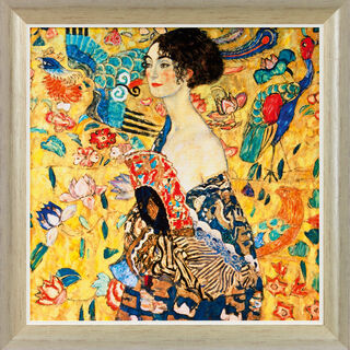 Tableau "La Femme à l'éventail" (1917/18), version platine, encadré von Gustav Klimt