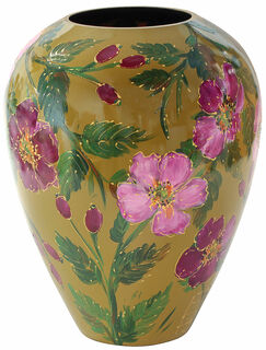 Vase en verre "Hollyhocks" (roses trémières)