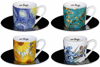 Set de 4 tasses à expresso avec motifs de l'artiste, porcelaine