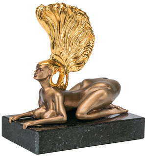 Sculpture "Le Sphinx au casque d'or - la miniature", bronze partiellement doré