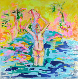 Tableau "Femme à la plage avec un coquillage" (2011) (Original / Pièce unique), sur châssis