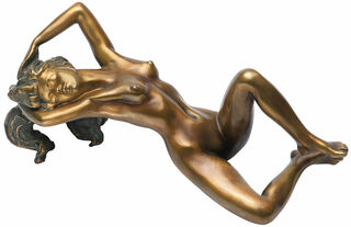 Sculpture "Porté par un bonheur rêvé", bronze