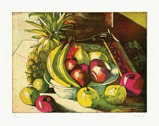 Tableau "Nature morte à l'ananas" (1996), non encadré