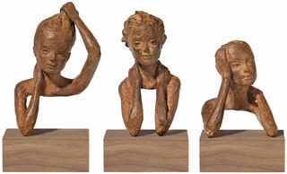 Ensemble de 3 sculptures "Emotions", bronze