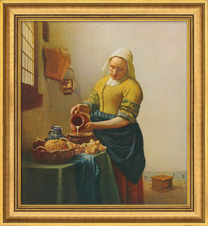 Tableau "Servante au pot à lait" (1658), encadré