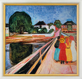 Tableau "Filles sur un pont" (1902), encadré von Edvard Munch