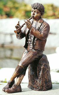 Sculpture de jardin "Joueur de flûte", bronze