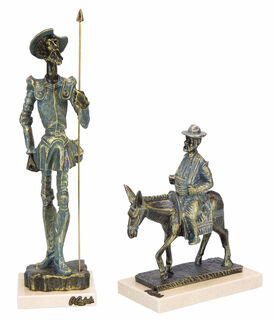 Ensemble de sculptures "Don Quichotte et Sancho Panza en Burro", pierre artificielle