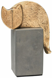 Sculpture "Chat", bronze sur béton