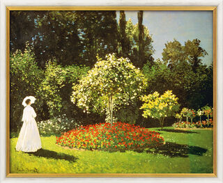 Tableau "Dame au jardin" (1867), encadré