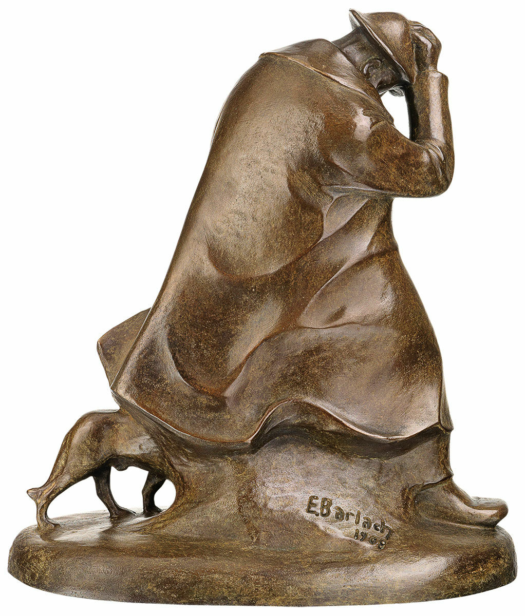 Sculpture "Berger dans la tempête" (1908), réduction en bronze von Ernst Barlach