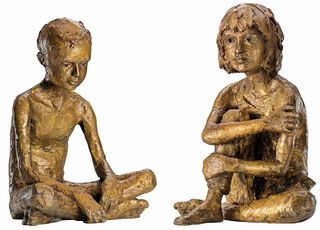 Set de 2 sculptures "Paul" et "Martha", bronze