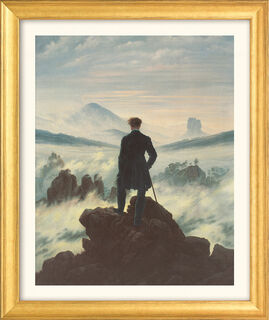 Tableau "Le vagabond au-dessus de la mer de brouillard" (1818), encadré doré Version