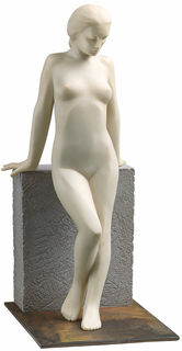 Sculpture "Girl Leaning Against the Wall", marbre artificiel
