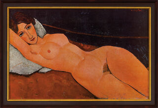 Tableau "Nu féminin couché sur coussin blanc" (1917), encadré