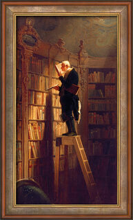 Tableau "Le rat de bibliothèque" (vers 1850), version encadrée rouge-brun