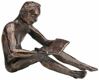 Sculpture "Lecteur de livres (homme)", métal coulé