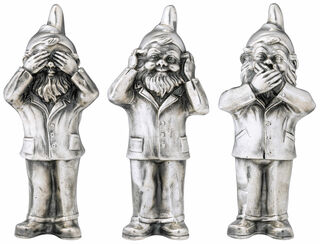 Set de 3 sculptures "Porteur de secrets - Ne pas voir, ne pas entendre et ne pas dire", version plaqué argent