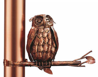 Sculpture "Eagle Owl on Branch for Downspout", cuivre