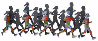 Sculpture murale "Runners", acier
