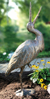 Sculpture de jardin "Cigogne, cliquetis", bronze
