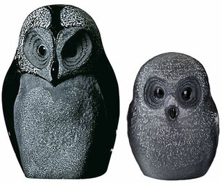 Ensemble de 2 objets en verre "Owl Black" (hibou noir)