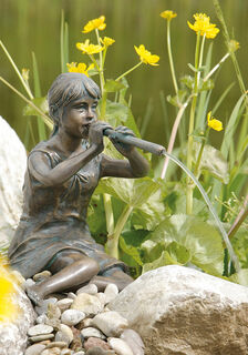 Sculpture de jardin / gargouille "Joueur de flûte", bronze