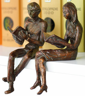 Pair de sculptures / déco pour étagère "Lecteur & lectrice", métal