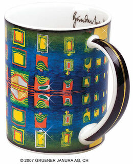 Tasse magique "Mal du pays de la fenêtre", porcelaine von Friedensreich Hundertwasser