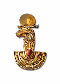 Égypte ancienne: Signe du zodiaque du "Bélier" (21.3.-20.4.) avec une pierre porte-bonheur de Jaspe, broche