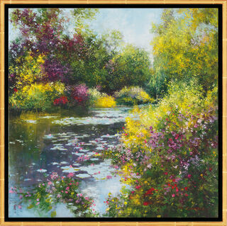 Tableau "A Giverny le Jardin de Monet", encadré von Jean-Claude Cubaynes